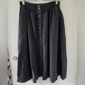 Notperfectlinen Marseille Skirt Dark Grey Blue S/M 100% Linen